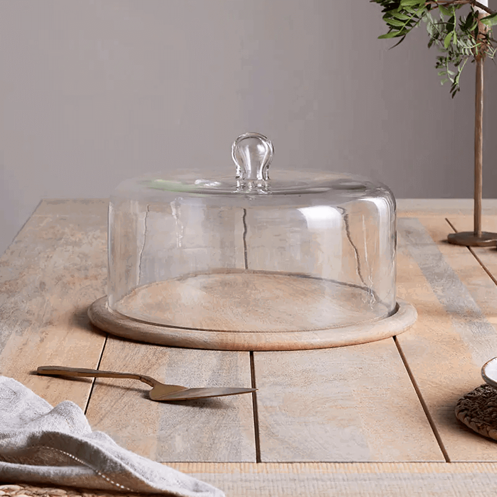 Nkuku Recycled Glass Cake Dome 23x34cm
